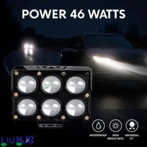 HJG 6 Lens Cube Red Blue 46W JC-32 LED Fog Light for Cars and Bikes