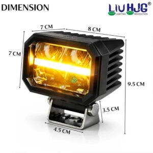 HJG W-07 Minus Cube 50W White and Amber Dual LED Foglight with DRL for Cars and Bikes