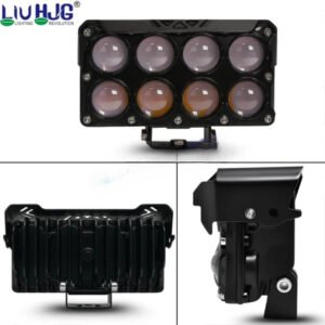 HJG 8 Lens Cube 50W LED Fog Light with Red Blue Flash Mode for Cars and Bikes
