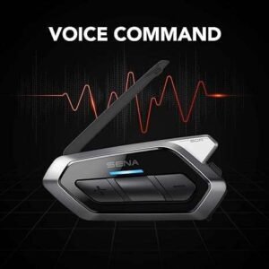 SENA 50R Mesh Intercom Headset with SOUND BY Harman Kardon mounted on motorcycle helmet