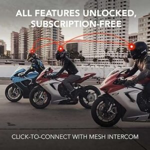 SENA 50R Mesh Intercom Headset with SOUND BY Harman Kardon mounted on motorcycle helmet