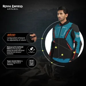 Royal Enfield Adventurer XT Riding Jacket Teal waterproof adventure touring jacket