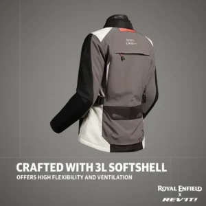 Royal Enfield Women’s Darcha Pro Riding Jacket Light Grey with CE armor and waterproof liner