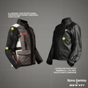 Royal Enfield Women’s Darcha Pro Riding Jacket Light Grey with CE armor and waterproof liner
