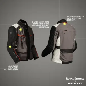 Royal Enfield Men’s Darcha Pro Riding Jacket Grey with CE Level 2 armor