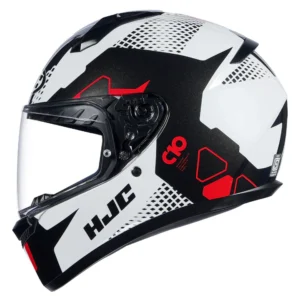 HJC C10 Aspa Helmet Black White Red full face helmet front view