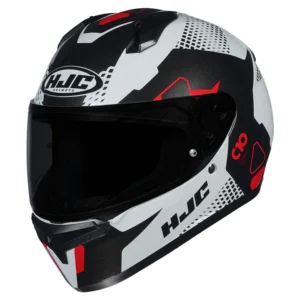 HJC C10 Aspa Helmet Black White Red full face helmet front view
