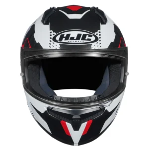 HJC C10 Aspa Helmet Black White Red full face helmet front view