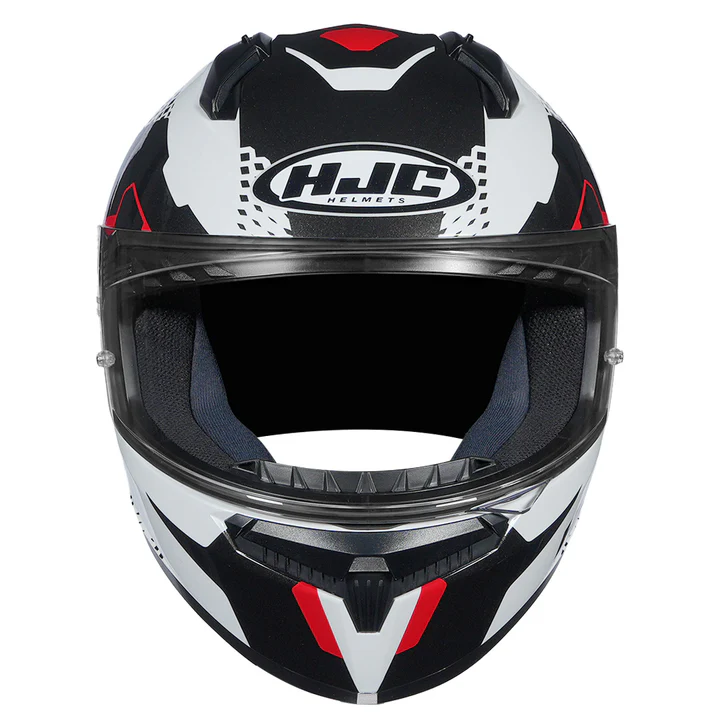 HJC C10 Aspa Helmet Black White Red full face helmet front view