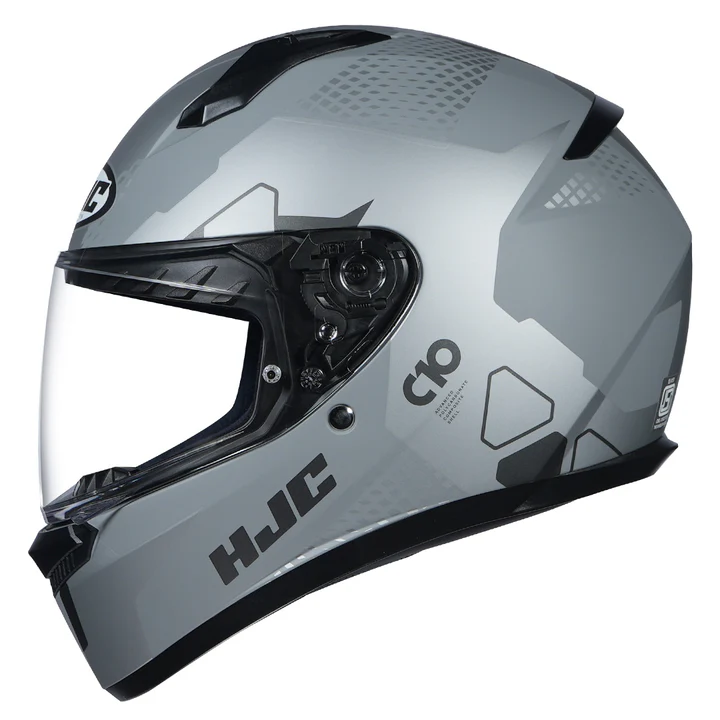 HJC C10 Aspa Helmet Grey Silver full face helmet with wide visor and ECE 22.06 certification