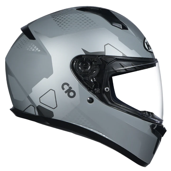 HJC C10 Aspa Helmet Grey Silver full face helmet with wide visor and ECE 22.06 certification