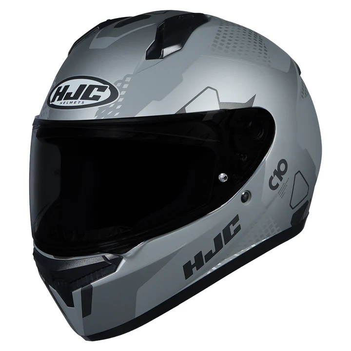 HJC C10 Aspa Helmet Grey Silver full face helmet with wide visor and ECE 22.06 certification