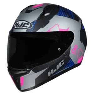 HJC C10 Aspa Helmet Silver Blue Pink full face helmet with wide visor and aerodynamic design