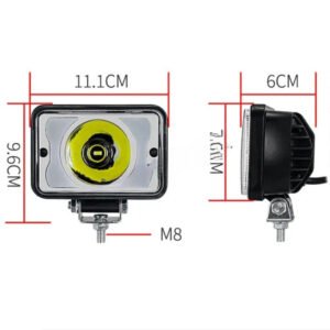 HJG W11 Classic 4x5 inch square LED fog light with white and amber DRL