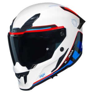 Korda Icon Tokio Helmet White Blue full face helmet with dual visor and aerodynamic design