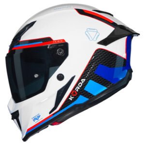 Korda Icon Tokio Helmet White Blue full face helmet with dual visor and aerodynamic design