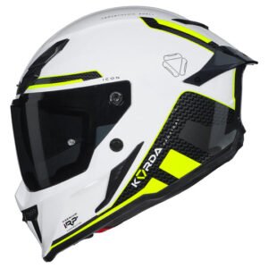 Korda Icon Tokio Helmet Fluorescent Yellow full face helmet with dual visor and aerodynamic spoiler