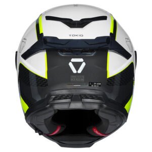 Korda Icon Tokio Helmet Fluorescent Yellow full face helmet with dual visor and aerodynamic spoiler