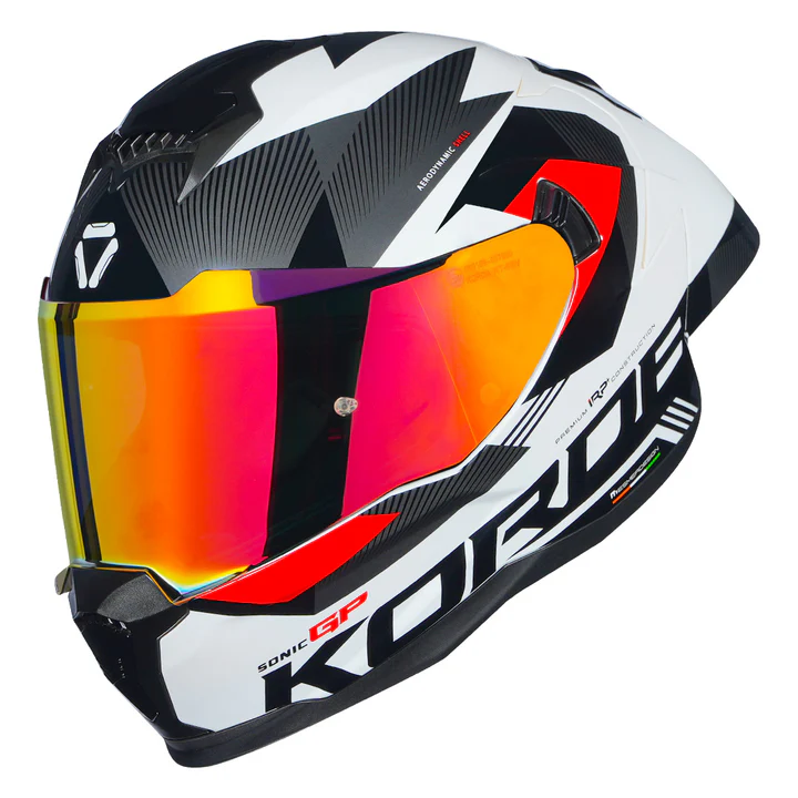 Korda Sonic GP Brave Helmet Red full face helmet with dual visor and ECE 22.06 certification