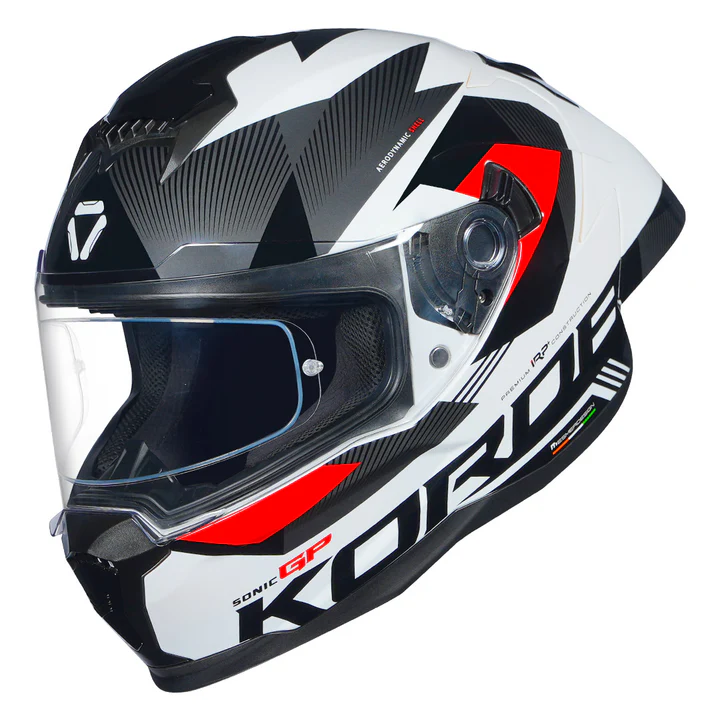 Korda Sonic GP Brave Helmet Red full face helmet with dual visor and ECE 22.06 certification