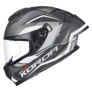 Korda Sonic GP Troy Helmet Grey full face helmet with dual visor and aerodynamic spoiler