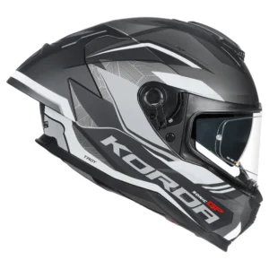 Korda Sonic GP Troy Helmet Grey full face helmet with dual visor and aerodynamic spoiler