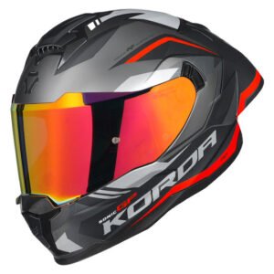 Korda Sonic GP Troy Full Face Helmet Red with Dual Visor and Aerodynamic Spoiler