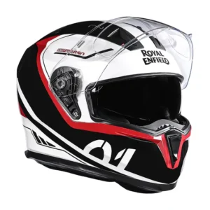 Royal Enfield Mettle Full Face Helmet White with high impact PC-ABS shell