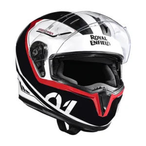 Royal Enfield Mettle Full Face Helmet White with high impact PC-ABS shell