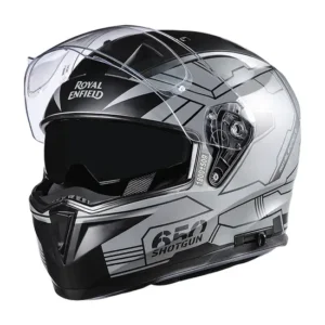 Royal Enfield Mettle Full Face Helmet Grey with high-impact PC-ABS shell