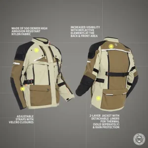 Royal Enfield NIRVIK H2O Riding Jacket Sand with Hydration Pack and CE Protection