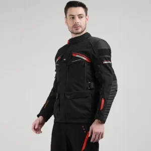 Royal Enfield Nirvik V2 Black Red Riding Jacket with CE Armor