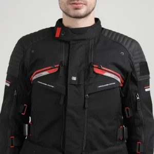Royal Enfield Nirvik V2 Black Red Riding Jacket with CE Armor