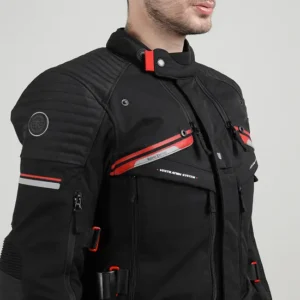 Royal Enfield Nirvik V2 Black Red Riding Jacket with CE Armor