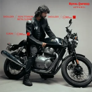 Royal Enfield Phoenix Riding Jacket Black with CE Level 2 armor and titanium shoulder sliders