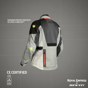Royal Enfield Men’s Sahara Air Riding Jacket Grey with CE Level 2 armor and mesh ventilation