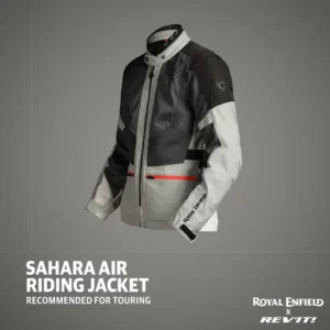 Royal Enfield Men’s Sahara Air Riding Jacket Grey with CE Level 2 armor and mesh ventilation