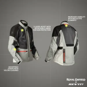 Royal Enfield Men’s Sahara Air Riding Jacket Grey with CE Level 2 armor and mesh ventilation