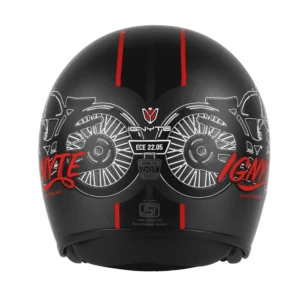 IGN-10 Retro Moto Helmet Axis Grey with Red fiberglass shell retro motorcycle helmet