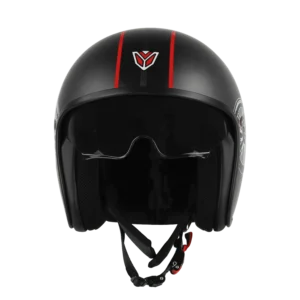 IGN-10 Retro Moto Matt Axis Grey with Red ISI Certified Motorcycle Helmet