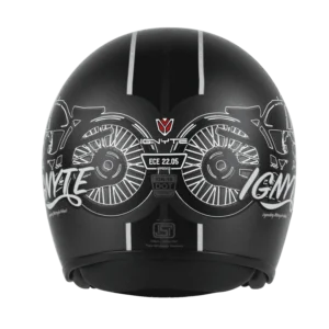 IGN-10 Retro Moto Glossy Axis Grey with White Helmet front and side view