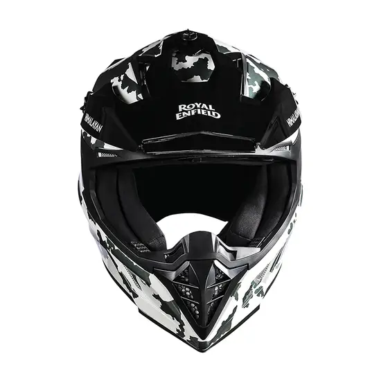 Royal Enfield Optimus Motocross Helmet Camo with adjustable peak and high ventilation