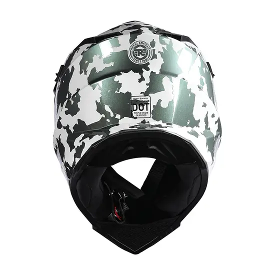 Royal Enfield Optimus Motocross Helmet Camo with adjustable peak and high ventilation