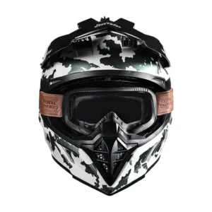Royal Enfield Optimus Motocross Helmet Camo with adjustable peak and high ventilation