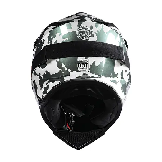 Royal Enfield Optimus Motocross Helmet Camo with adjustable peak and high ventilation