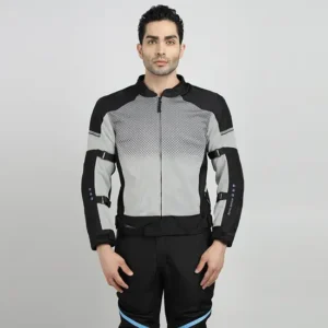 Royal Enfield High Street Eco Riding Jacket Light Grey with CE armor and breathable mesh design