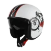 IGN-10 Retro Moto Glossy White with Red Helmet with Drop Down Sun Visor