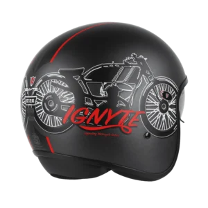 IGN-10 Retro Moto Helmet Axis Grey with Red fiberglass shell retro motorcycle helmet