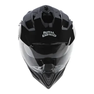 Royal Enfield Optimus Dual Sport Helmet Gloss Black with removable sun peak