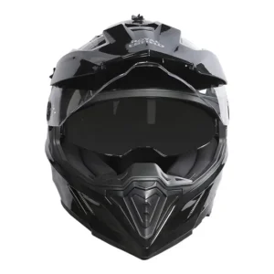 Royal Enfield Optimus Dual Sport Helmet Gloss Black with removable sun peak
